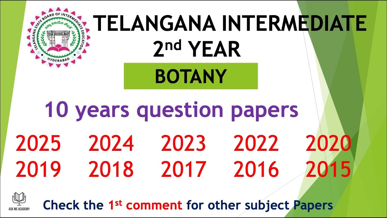 TS Inter 2nd Year Botany 2025 - 2015 10 years previous Question Papers Telangana Papers TG inter