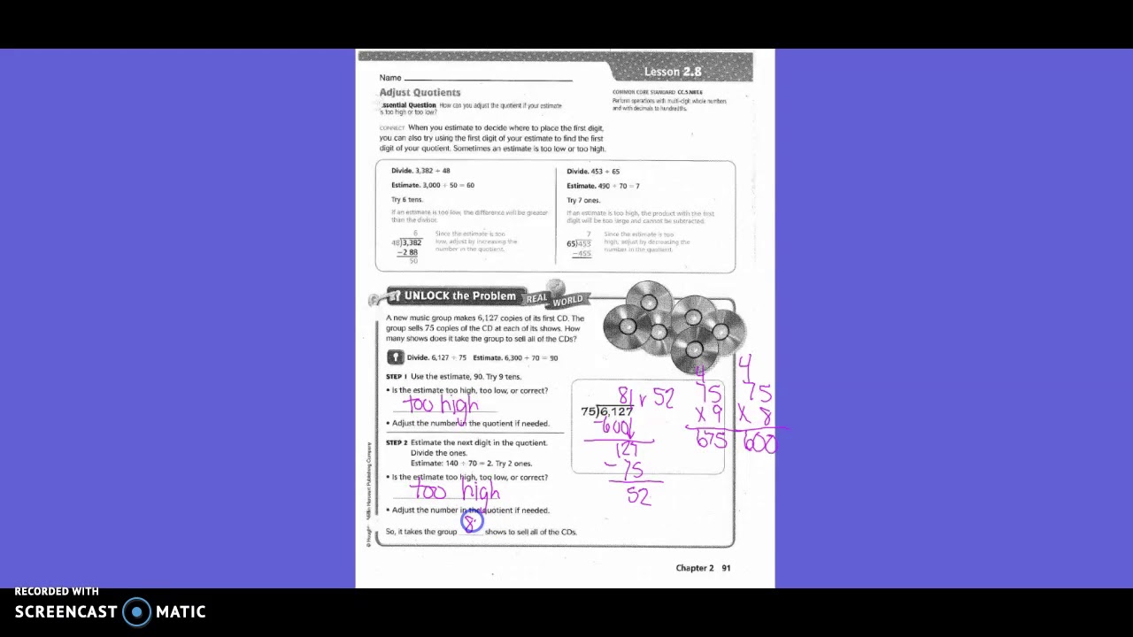 Lesson 2.8: Adjust Quotients (5th) - YouTube
