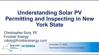 Understanding Solar PV Permitting and Inspecting