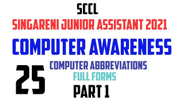 Singareni Junior Assistant Exam 2021 Computer Awareness |  Abbreviations | SCCL | Full Forms Part 1