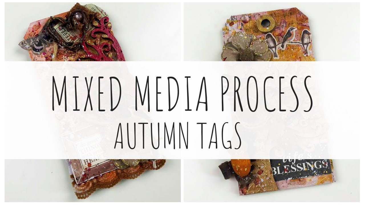 MIXED MEDIA PROCESS | Autumn Tags | Thompson's Craft Supplies DT | ms.paperlover