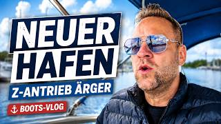 Boat VLOG: New harbor, towing a floating dock, and sterndrive trouble after 8 weeks in the water!