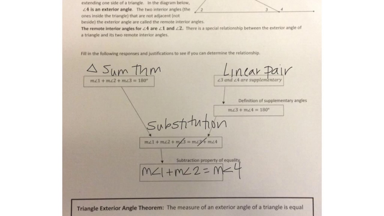 Math 2 Unit 4a Exterior Angle Theorem