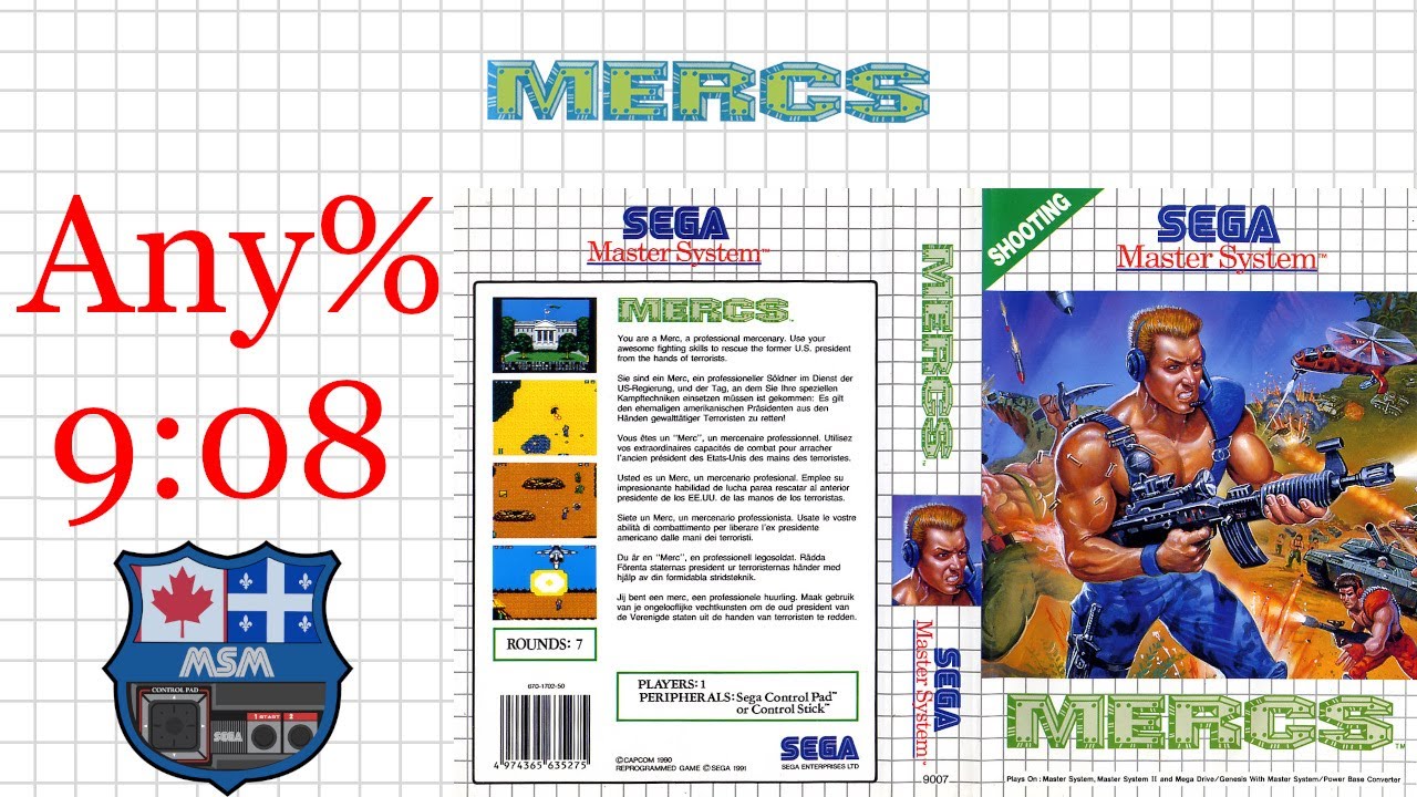 Mercs [SMS] Any% [9'08"] | SEGA Master System Marceau