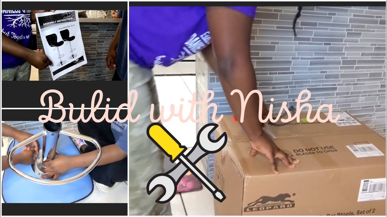 Build with Nisha ||Leopard Shell Back Adjustable Swivel Bar Stools 