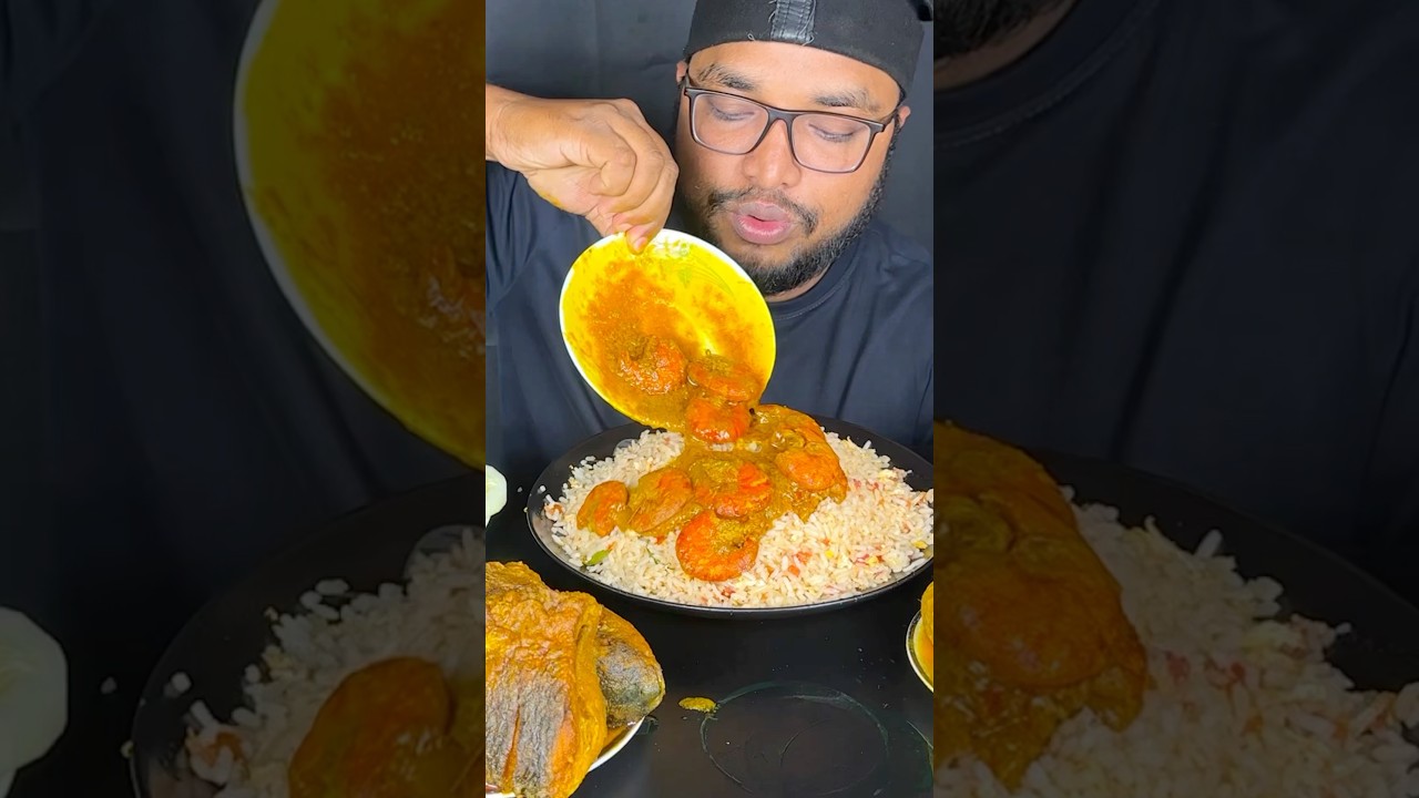 Prawns curry eating video 