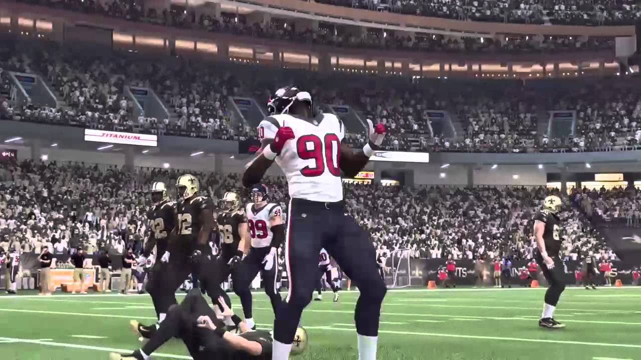 Madden NFL 16-Jadeveon Clowney BIG HIT! on Drew Brees
