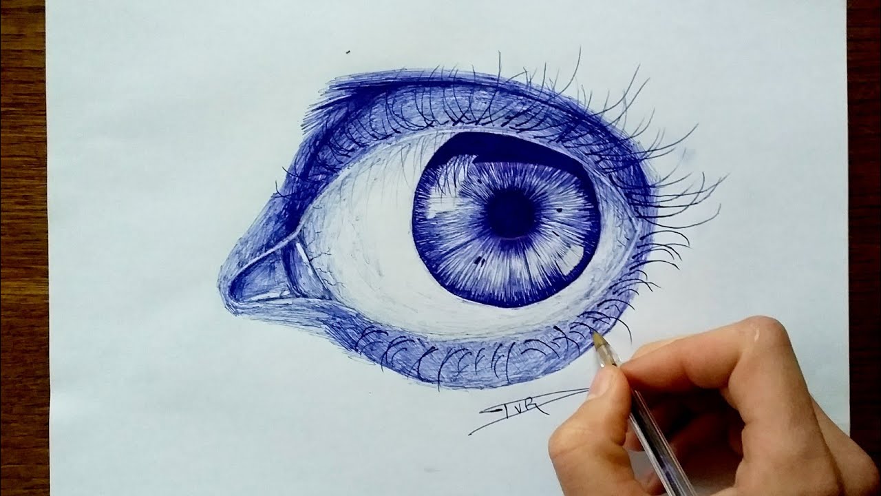 dessin oeil réaliste stylo bic
