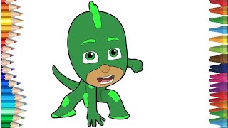 PJ Masks Gecko | رسم و تلوين الزاحف ابطال بلباس النوم | رسم و تلوين كيكو للصغارابطال بلباس االنوم