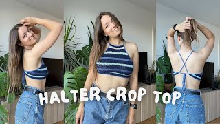 CROCHET HALTER CROP TOP | easy beginner friendly tutorial