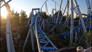 Blue Fire Megacoaster Onridepov 4K Europa Park Sunset Ride
