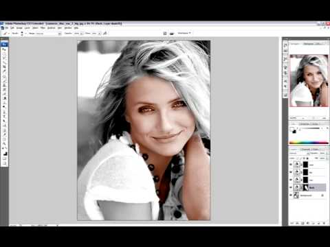 Cameron Diaz Black And White To Color Photoshop Cs3 Speed Youtube