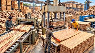 Pakistani Woodworker’s SKILL in Turning Giant Raw Wood Logs into Thin Plywood Sheets | How It’s Made