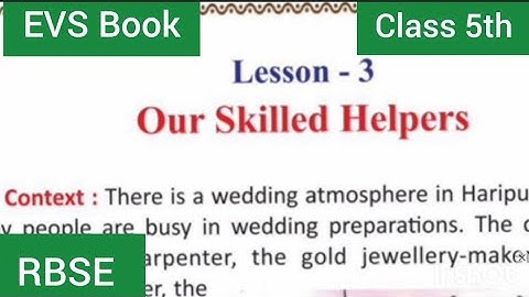 Our Skilled Helpers || Class 5th Lesson 3 || EVS Book  || Question Answer 