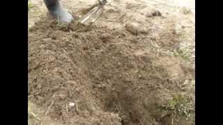 津波被災　田畑の土中から手作業で瓦礫掘り起こし