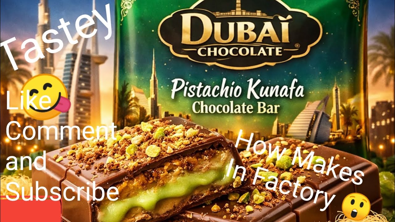 Dubai Pistachio Kunafa Chocolate Bar how make in Factory big || #like #subscribe ##comments #food 
