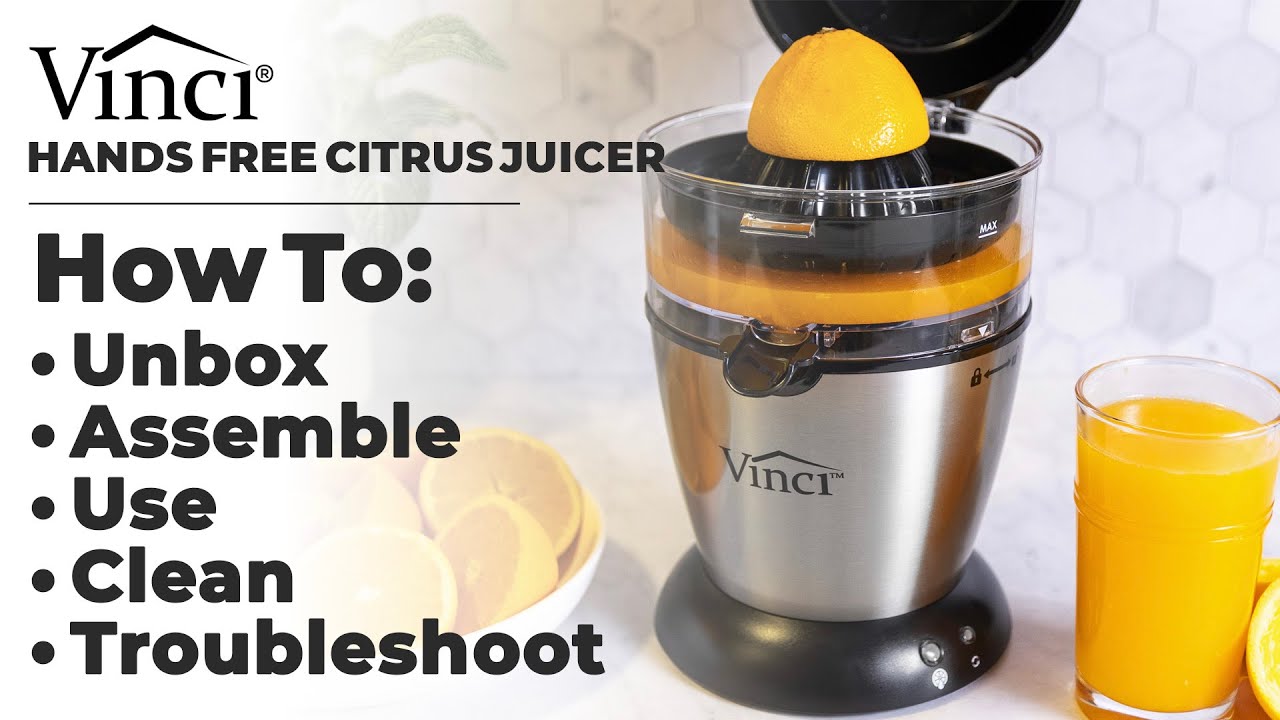  Vinci Hands-Free Patented Electric Citrus Juicer 1-Button Easy  Press Lemon Lime Orange Grapefruit Juice Squeezer Easy to Clean Juicer  Machine, Black/Stainless Steel: Home & Kitchen