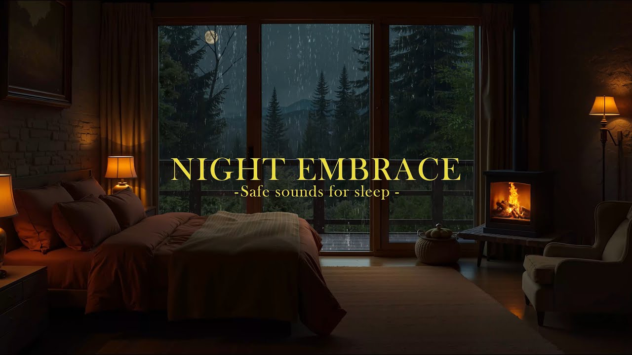 Held in Stillness 🌙 Gentle Rain & Fireplace Sounds to Feel Safe and Fall Asleep