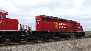 Canadian Pacific SD40-2s Throttle up with a Loaded Ballast Train