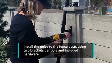 How to install string lights along a fence using poles and brackets
