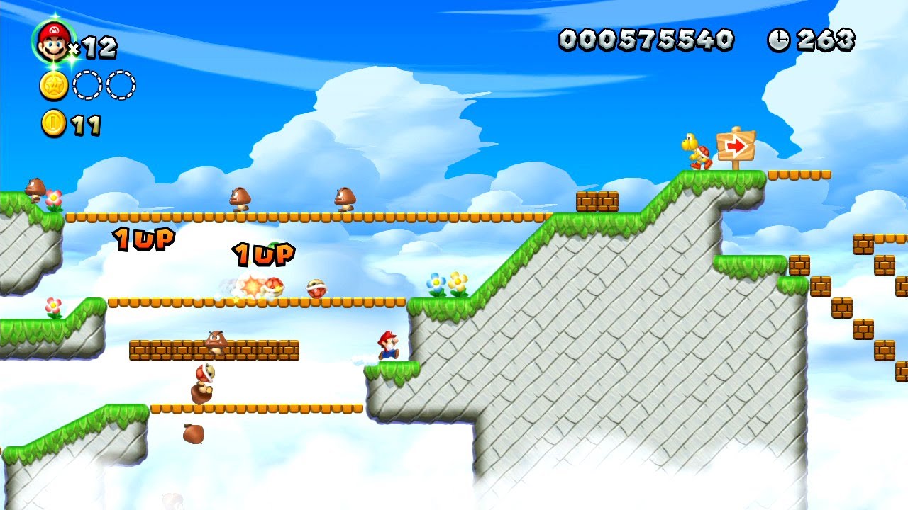 マリオU 「スペシャルスター-9」 大事なコウラを追いかけて連続1UP