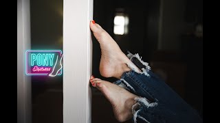 Stella Relaxes Her Feet On The Support Beam Size 6.5