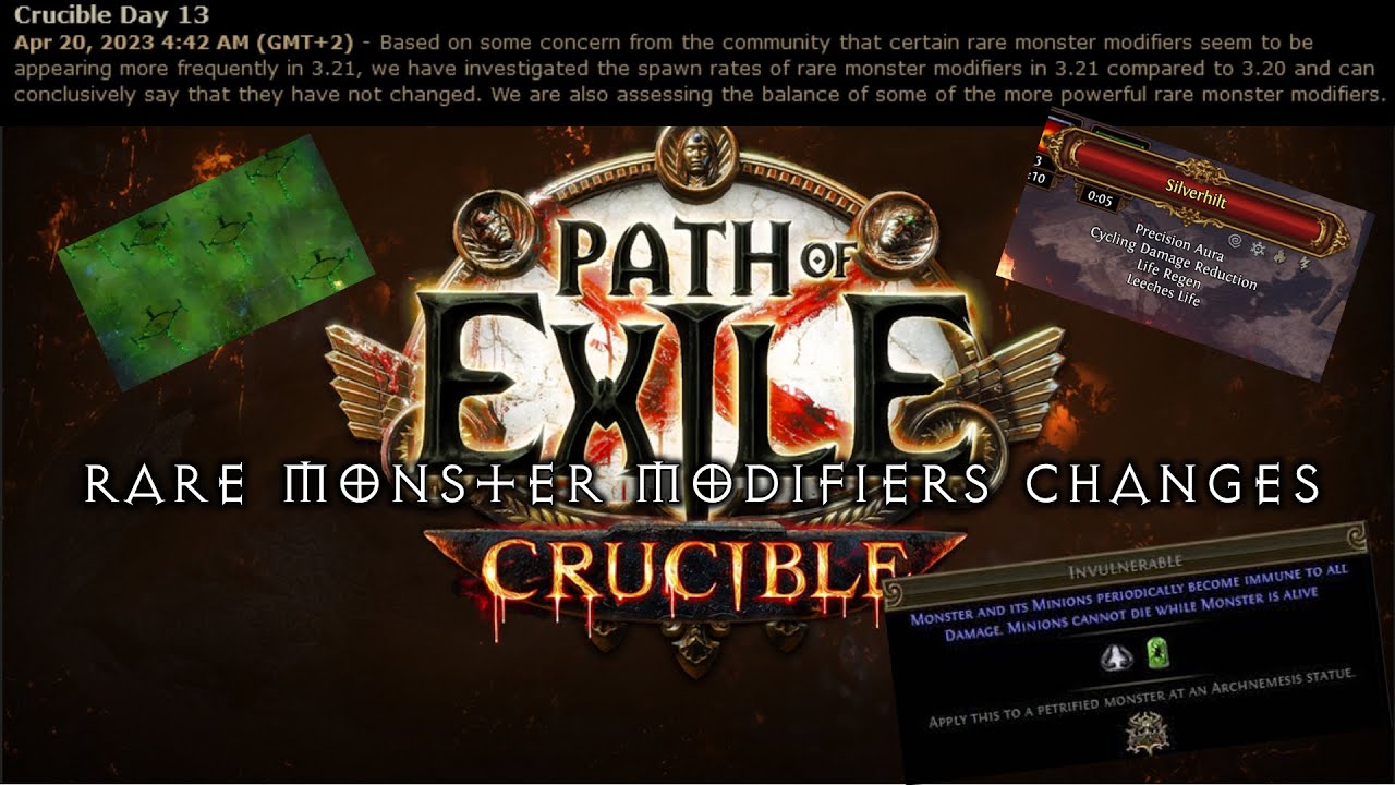 PoE 3.21 Crucible Rare Monster Modifier Mods Rant YouTube