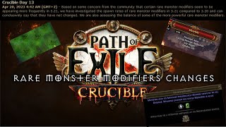 PoE 3.21 Crucible Rare Monster Modifier Mods Rant PoE 3.21 Crucible Rare Monster Modifier Mods Rant