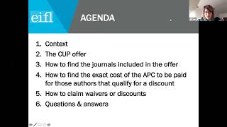 EIFL Webinar on Cambridge University Press discounted and waived APCs