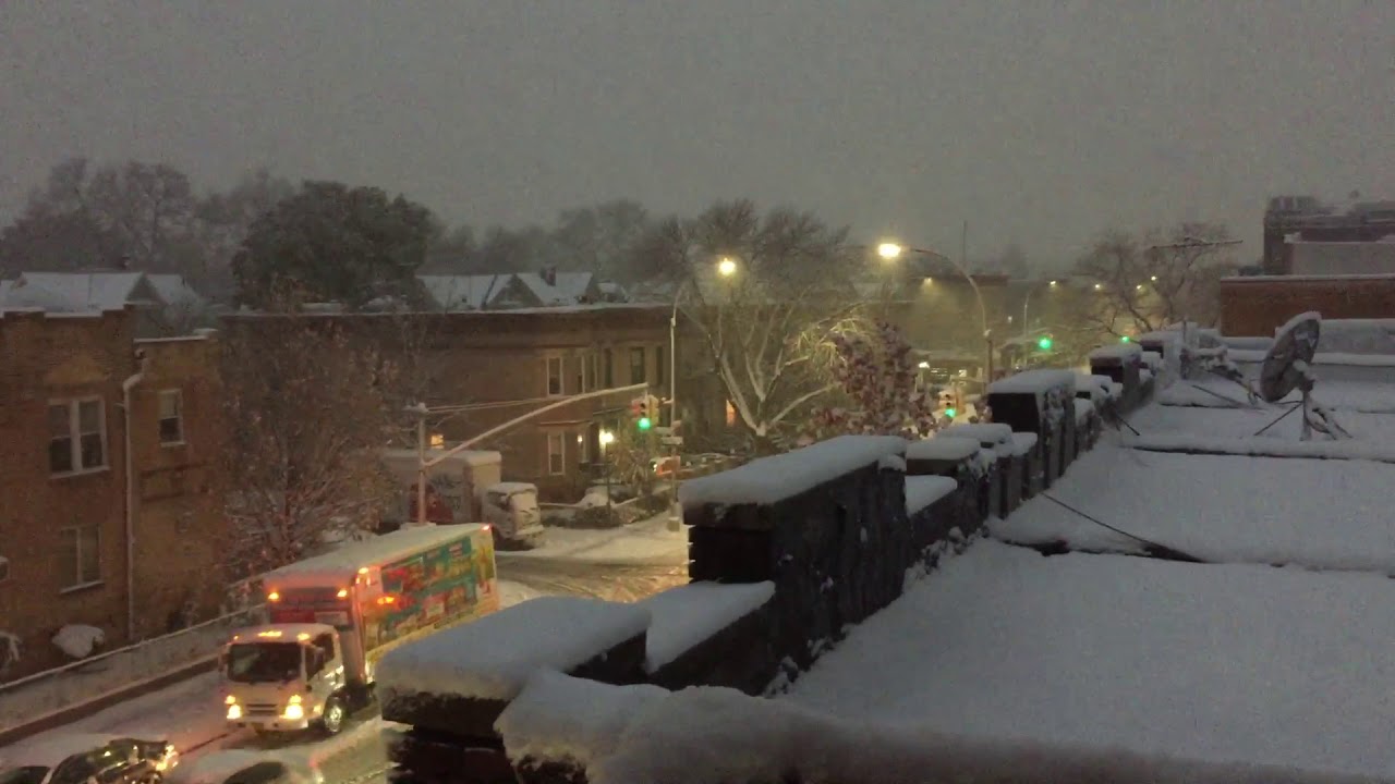 Season's first snow hits Brooklyn New York YouTube