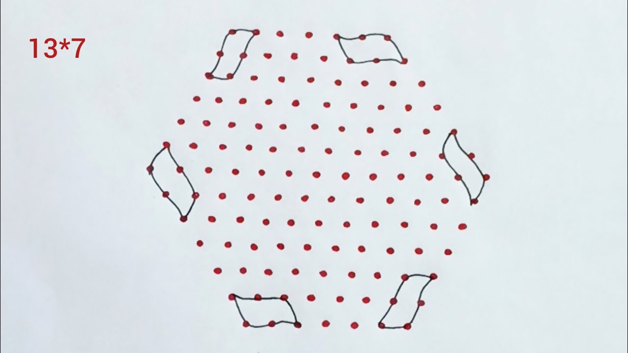 13*7 dots Rangoli | Rangoli designs | Kolam | Muggulu 