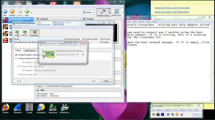Oracle VirtualBox - Missing Host Only Adapter Solution