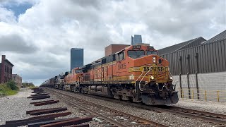 BNSF 5465 Leads Northbound U-GATFLM Ethanol Tanker Train In Oklahoma City, Oklahoma