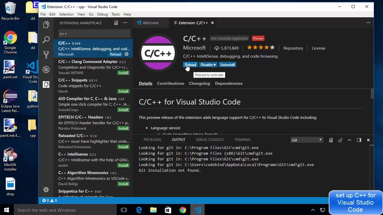 Set Up C Development With Visual Studio Code On Windows 10 Vs Code Youtube