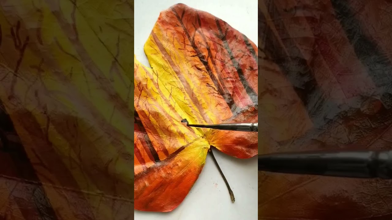 sunset painting on leaf 🍁 