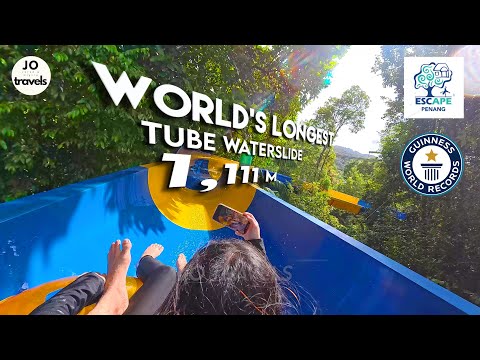 ESCAPE Penang Malaysia World&#39;s Longest Tube Waterslide Guinness World Record