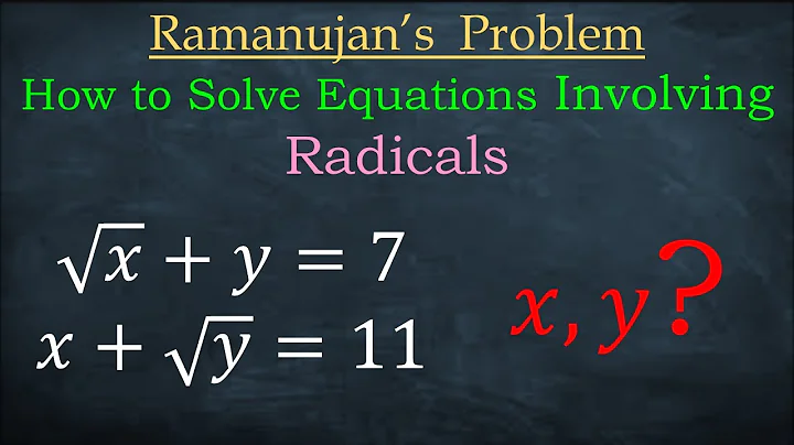 #ramanujan #algebra Ramanujan's Problem | root(x) + y = 7, x+root(y)=11