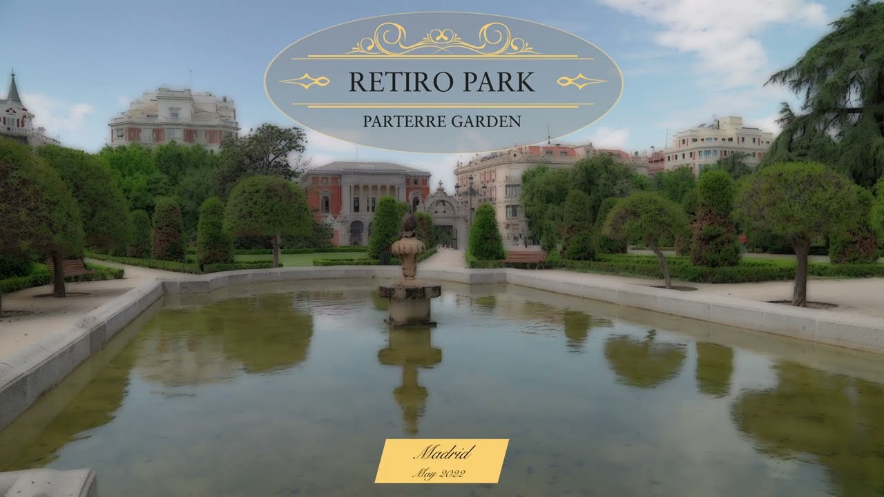 Retiro Park - Parterre Garden - 4K. Landscape - 14.05.2022. Spain - Madrid.