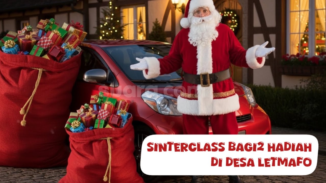 Keceriaan Natal di Desa Letmafo, Sinterklas Berkeliling Membagikan Hadiah untuk Anak-anak 🔥