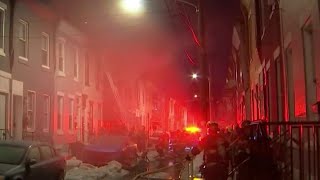 Fire crews battle North Philly rowhome fire in bitter cold