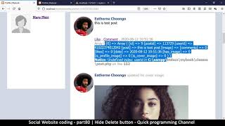 Social Website from scratch - Part 80 - Hide delete button | OOP PHP with MYSQL Database