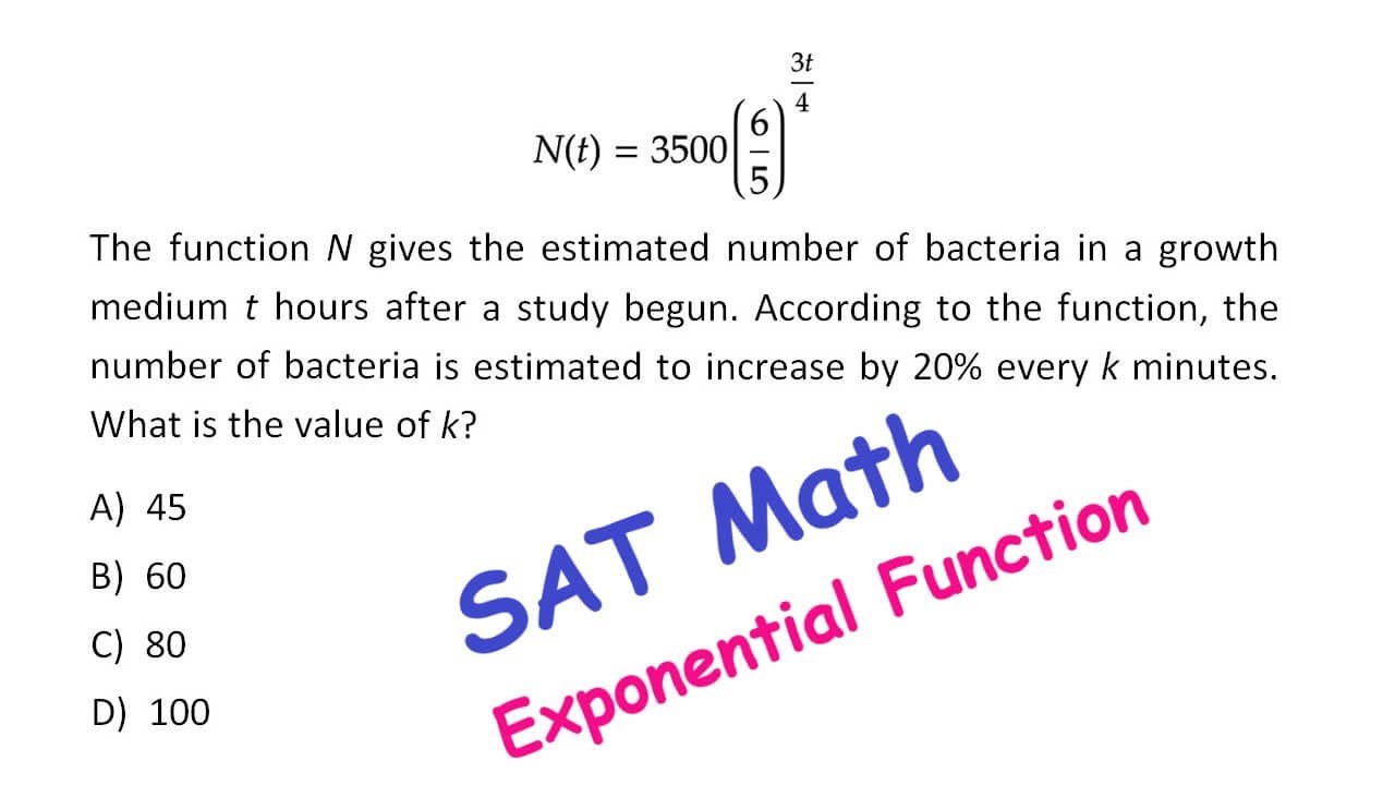 Sat Math Exponential Reltaion The SAT Math - A Tricky Problem on Exponential Growth Function - YouTube
