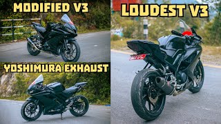 LOUDEST R15V3 WITH YOSHIMURA EXHAUST | FULLY GLOSSY BLACK PAINT | MODIFIED V3