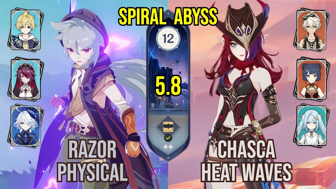 C6 Razor Physical + C1 Chasca Heat Waves | Spiral Abyss 5.8 | Genshin Impact