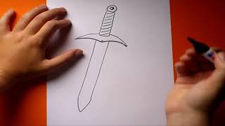 Como dibujar una espada paso a paso | How to draw a sword