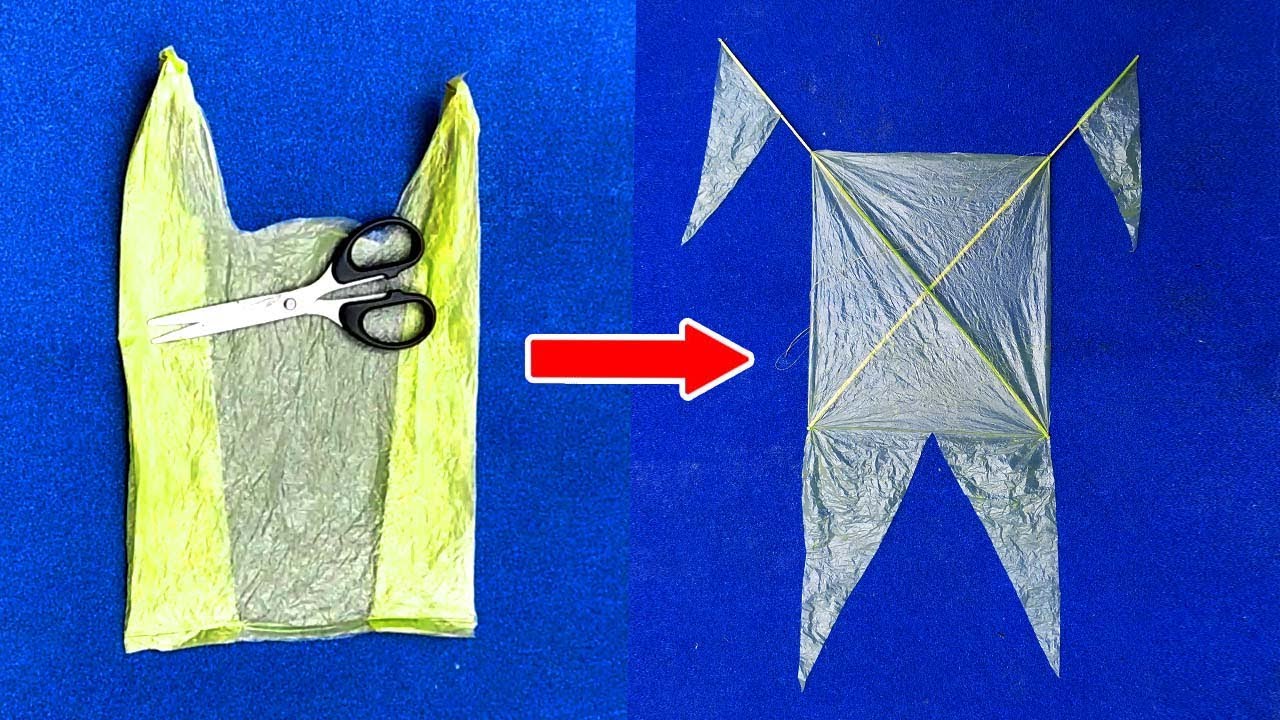 পলিথিন দিয়ে ছোট চং ঘুড়ি বানানোর পদ্ধতি । How to Make a kite at home ...