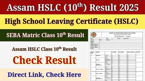Assam HSLC Result 2025 || Assam 10thResult & Marksheet Direct Result Check link