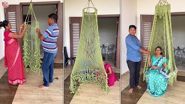 Husband Wife Making Macrame Swing || Macrame Hanging Swing || Hammock chair