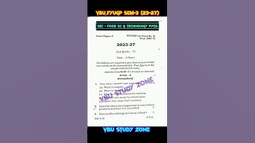 SEC – FOOD SCIENCE & TECHNOLOGY PYQs | VBU FYUGP SEMESTER 3 (2023-27) #shorts #vbu #pyq2025