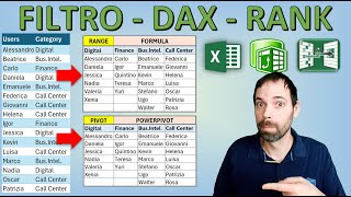 Excel Filtro, Rank PowerQuery e DAX Max